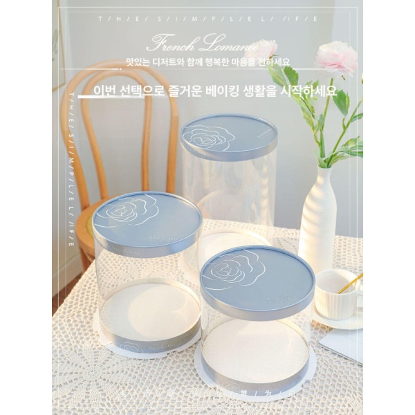 프리미엄 원형 케이크 용기 디저트 컨템포 박스 떡 포장 화이트 투명 뚜껑 6인치 4칸 22 x 22x40 화이트 투명 뚜껑 4인치 단일 칸 18 x 18x15 - 상세 이미지 5