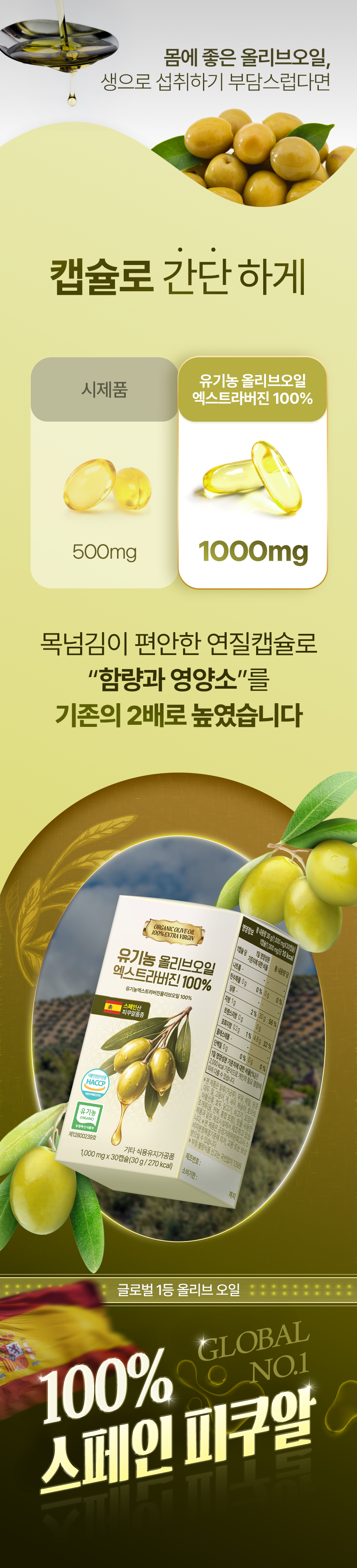 유기농 올리브오일 캡슐 100% 엑스트라버진 냉압착 식약처인정 HACCP 30캡슐, 3개 이미지 3