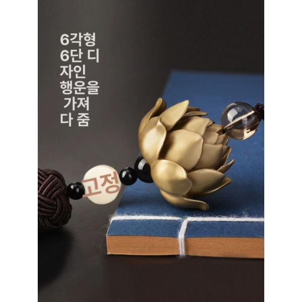 프리미엄 룸미러걸이 자동차 장식품 럭셔리 염주 기원 동연꽃 구리 연꽃 복과 번영 도금 화이트 옥 구리 연꽃 베스트셀러 옥수정 평안 버클 - 상세 이미지 5