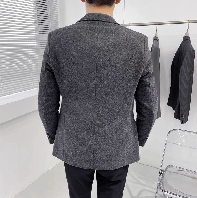남성 정장재킷 가을 겨울 울 자켓 모직 남자 하객룩 스판 정장세트 - 상세 이미지 5