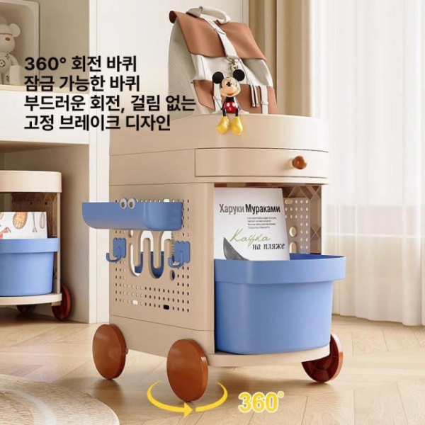 실용적인 이동식 틈새 수납장 트롤리 박스 리빙 보관함 책 수납함 회전바퀴포함 2단 1개 바닥형 바퀴포함 단층 - 상세 이미지 4