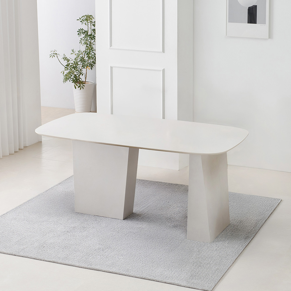 스코나 라벨라 포세린 세라믹 식탁 테이블 1600mm, 4인 샌디화이트 - 상세 이미지 2