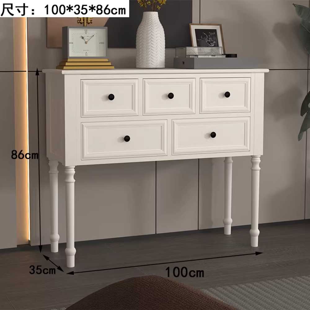 블랙 콘솔 원목콘솔 엔틱 서랍장 협탁 수납 안방 복도 블랙 80x35x86cm 이미지 8