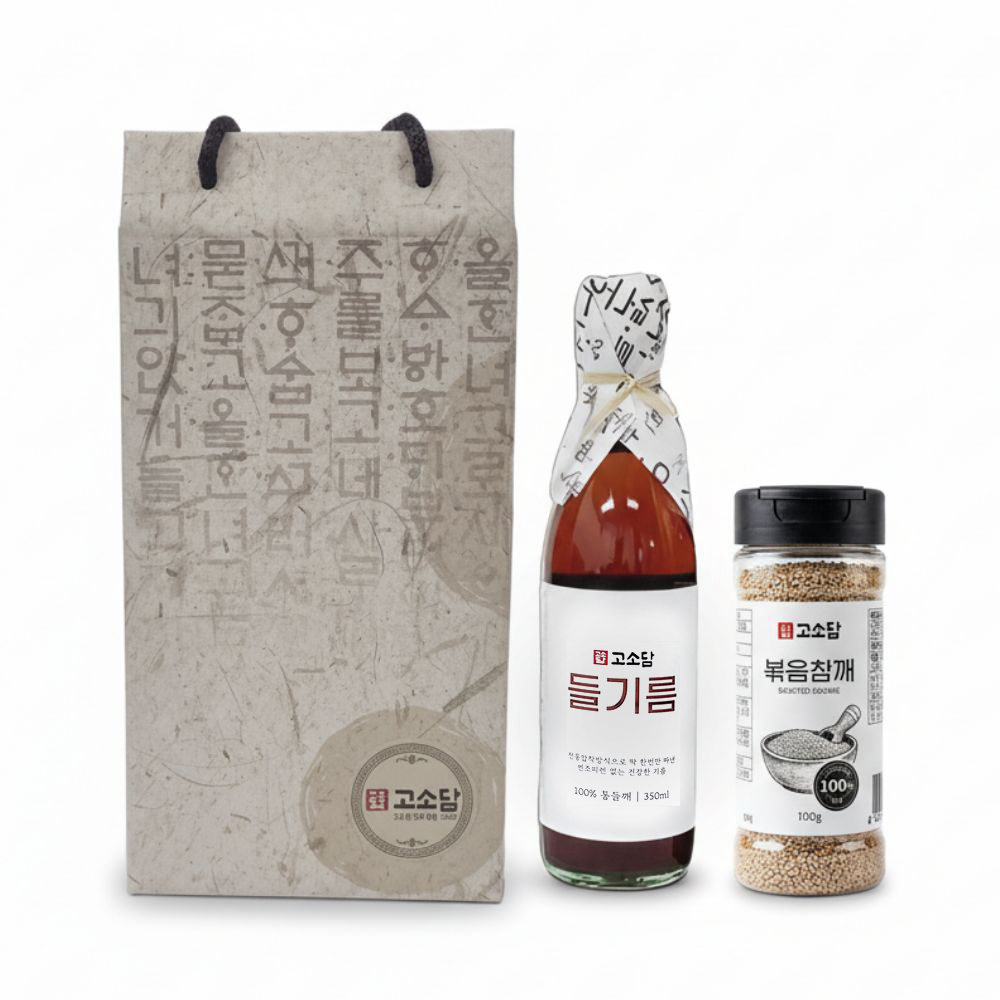 침전물없는깨끗한 고소담 들기름 350ml + 참깨 선물세트  통들깨100% 답례품 참깨 명절선물 - 상품 이미지