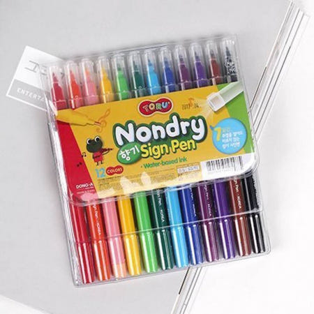 어린이사인펜 사인팬 토루 논드라이 향기 싸인펜 12색