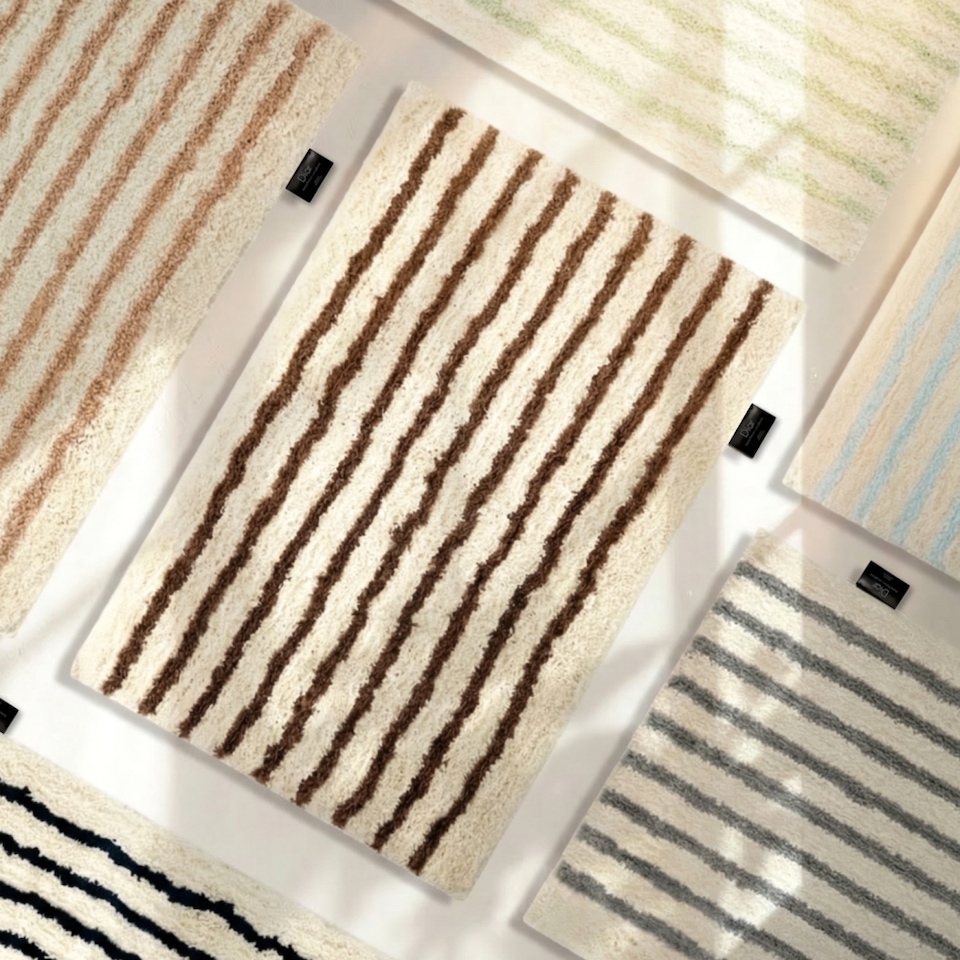 디아르 스트라이프 시밀레 극세사 욕실 주방 화장실 현관 발매트 민트, 40x60cm