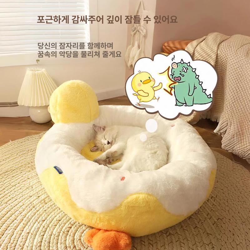 침낭 이불 강아지 고양이 애견 도넛 보온 오리털 숨숨집 도넛 스위밍 덕 - 상세 이미지 4