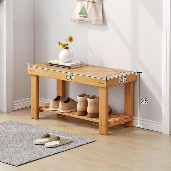 프리미엄 벤치 나무 단단한 신발장 가게 내추럴 우드 50 x 25x25cm 1단 내추럴 우드 50 x 25x25cm - 상품 이미지