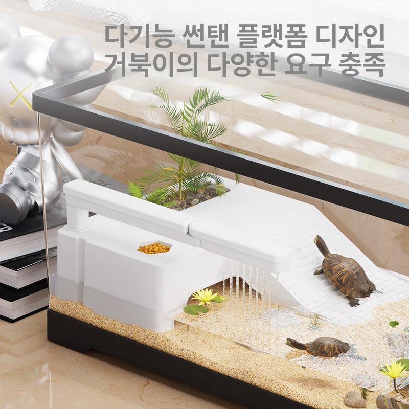 물갈이 편리한수조 거북이어항 중형 30x18 5x18cm 고투명 아크릴 일체형 여과기 [중형블랙] 베이직 - 상세 이미지 3