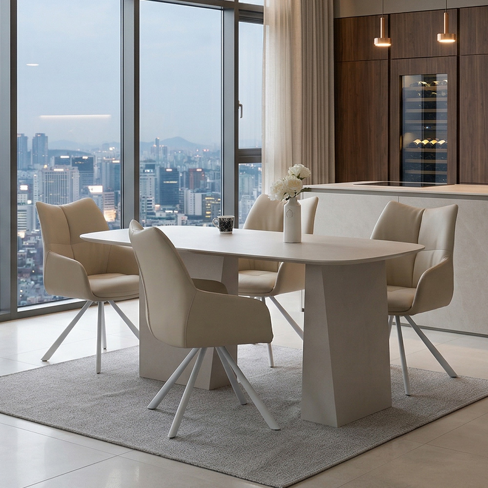 스코나 라벨라 포세린 세라믹 식탁 테이블 1600mm, 4인 샌디화이트 - 상세 이미지 5