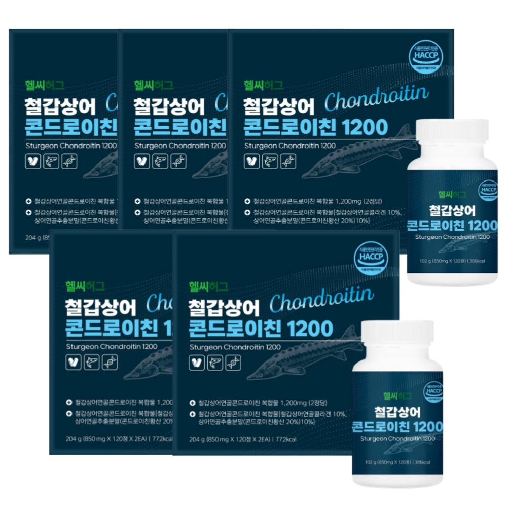 헬시허그 철갑상어콘드로이친1200 콘드레이친 상어연골 연골 유래 효능 240정, 5개 - 상품 이미지