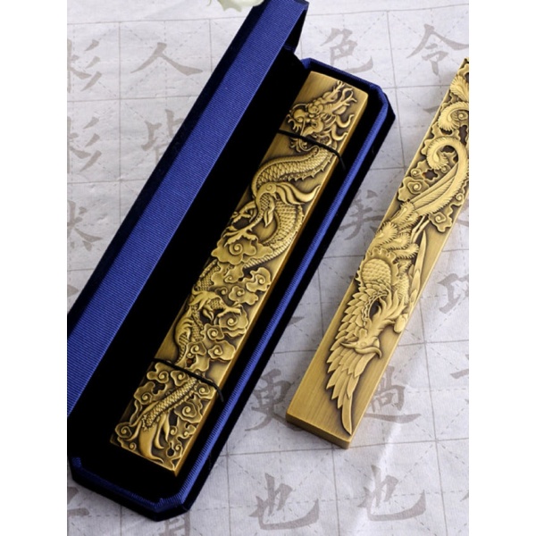 고급 문진 황동 서예 용품 책누름 봉황 무늬 문방사우 단일 용 148 x 22x8mm 180g 148 x 22x8mm 단일 용 180g - 상세 이미지 3