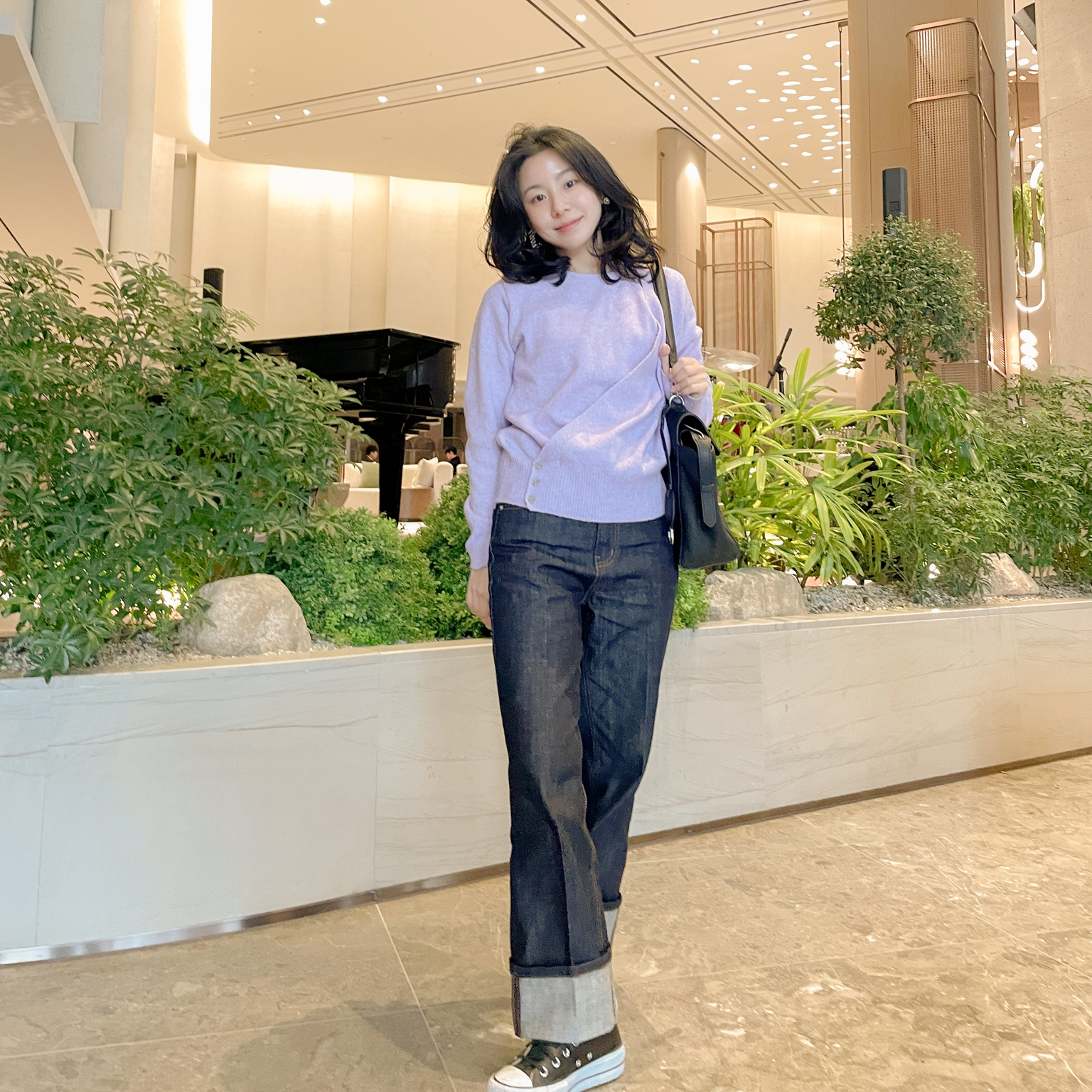 지뉴 볼드 롤업 데님 | 진청 일자핏 하이웨스트 생지 스트레이트 세미와이드 청바지 통바지 - 상품 이미지