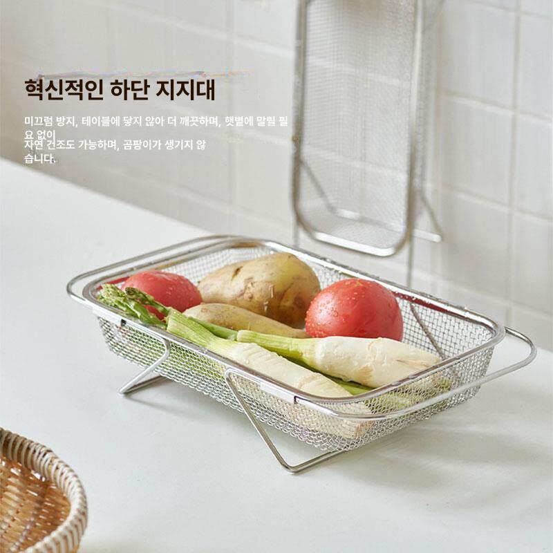 스테인리스 식기건조대 싱크랙 슬림 접이식 싱크인바스켓 중형 텔레스코픽 - 상세 이미지 3
