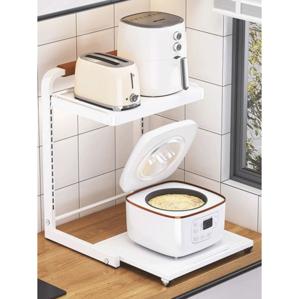 주방 스마트 31cm 40cm 블랙 2단 슬라이딩 선반 밥솥 레일 전자레인지 2판 31cm 화이트 2단 2판 - 상품 이미지