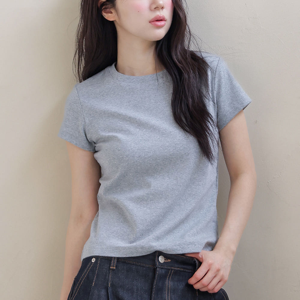스라보 여성 탄탄한 면티 반팔 기본 레이어드 티셔츠 이너티 2XL