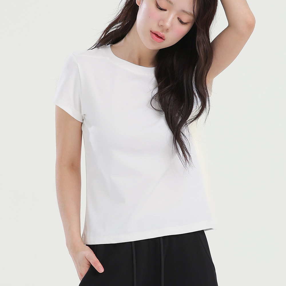 여성 탄탄한 면티 반팔 기본 레이어드 티셔츠 이너티 2XL - 상세 이미지 5