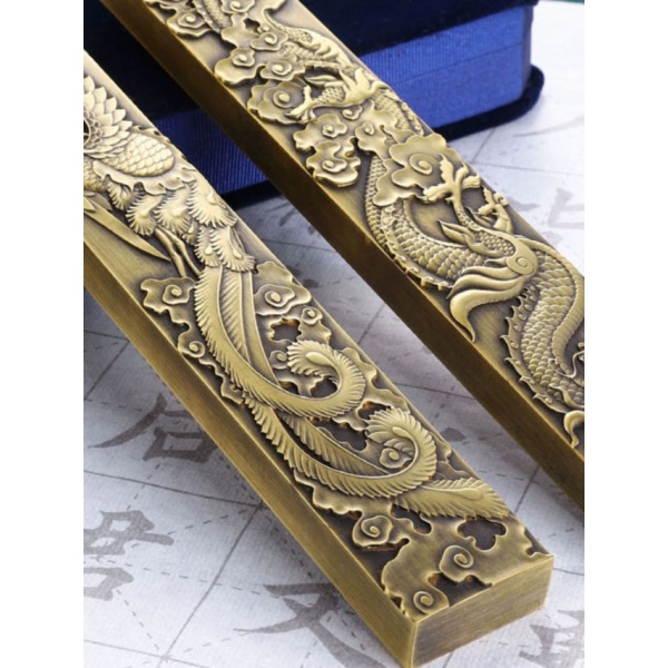 고급 문진 황동 서예 용품 책누름 봉황 무늬 문방사우 단일 용 148 x 22x8mm 180g 148 x 22x8mm 단일 용 180g - 상세 이미지 4