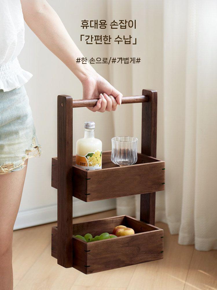 원목 선반장 스탠드 틈새 수납 정리함 - 상세 이미지 4