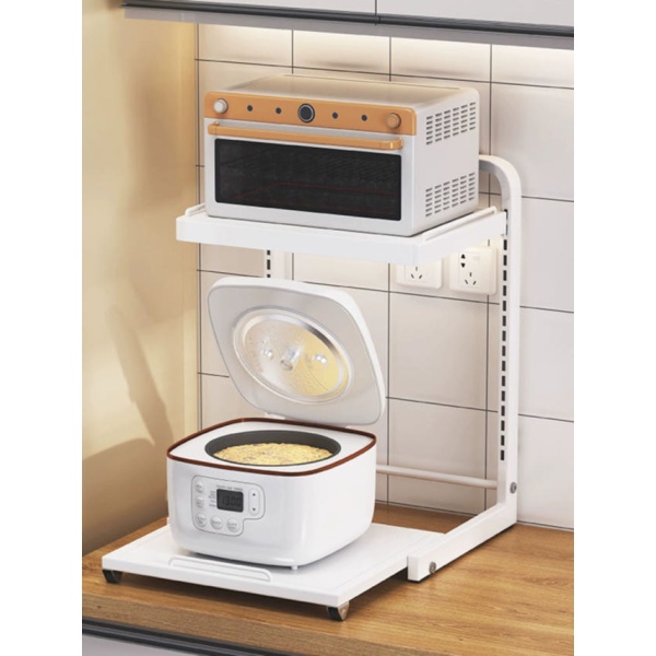 주방 스마트 31cm 40cm 블랙 2단 슬라이딩 선반 밥솥 레일 전자레인지 2판 31cm 화이트 2단 2판 - 상세 이미지 2