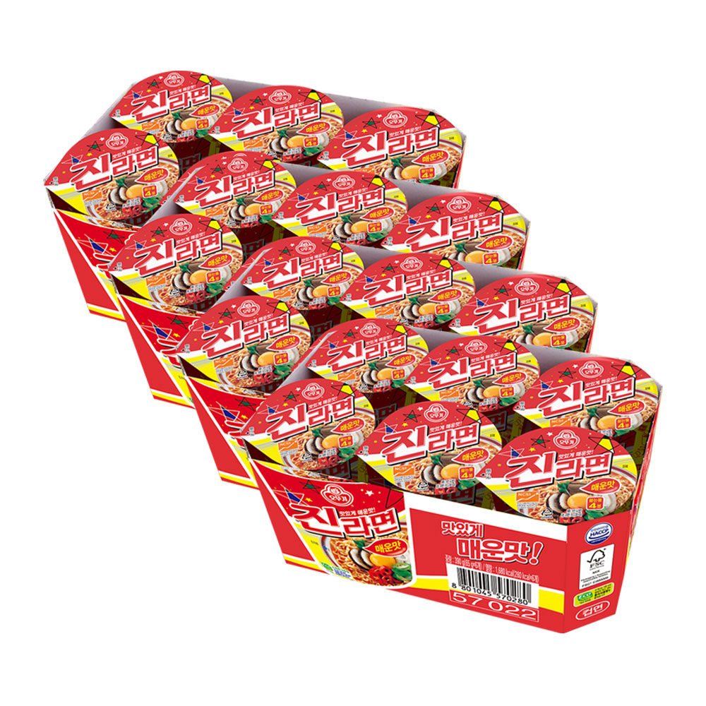 오뚜기 진라면 매운맛 컵라면 소컵 65g, 24개