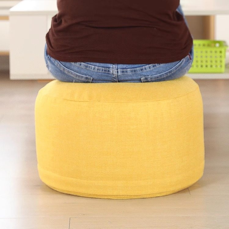 명상 의자방석 원형 키높이 푹신하고 도톰한 면린넨 밝은 회색 지름 50cm 높이 25cm 이미지 6