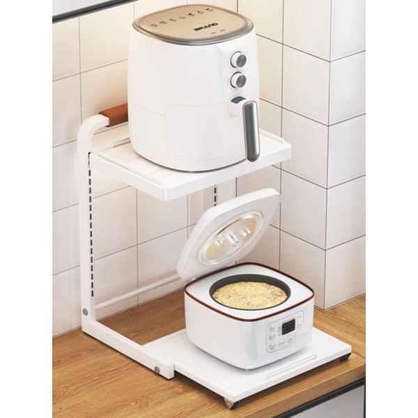 주방 스마트 31cm 40cm 블랙 2단 슬라이딩 선반 밥솥 레일 전자레인지 2판 31cm 화이트 2단 2판 - 상세 이미지 3
