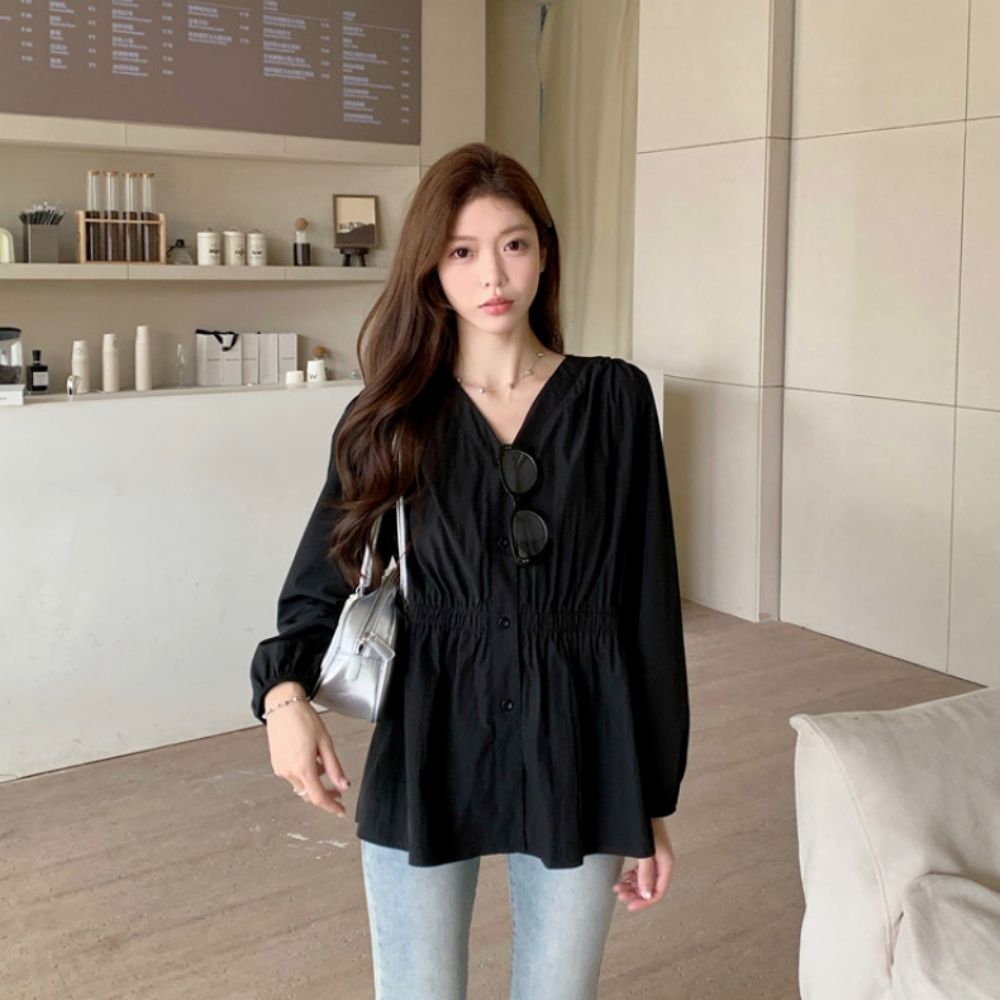 임산부블라우스 자켓형블라우스 브이넥 밴딩 이미지 7