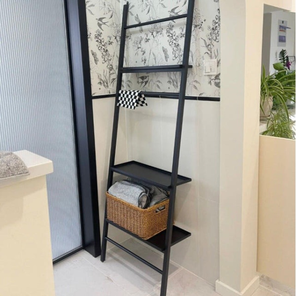 모던 철제 다용도 욕실 블랙 40cm 수납 벽선반형 거치대 벽걸이 타월 S후크포함 블랙 40cm S후크포함 - 상세 이미지 3