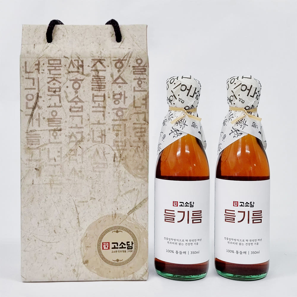 침전물없는깨끗한 고소담 통들깨100% 들기름 350ml 2병 선물세트 답례품 들깨 들기름 - 상품 이미지