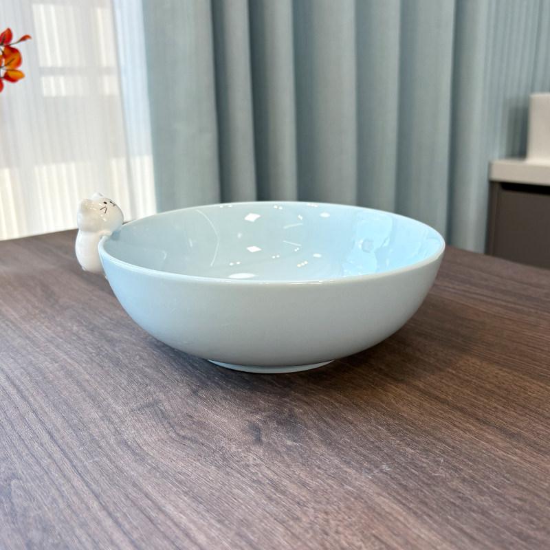 고양이 라면 그릇 대용량 수프볼 일본식 면기 믹싱볼 세라믹 샐러드볼 1인용 900ML 8 인치 고양이 모양 국수 그릇 900 ml - 상세 이미지 3