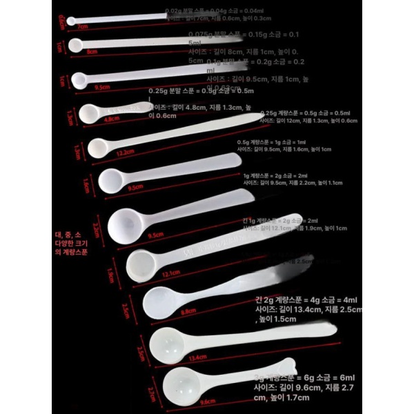 정밀 베이킹 스쿱 롱 10개 5g 16.8cm 계량스푼 조리도구 미니 마이크로 제빵 맞춤 숏 0.25g 10개 4.8cm - 상세 이미지 3