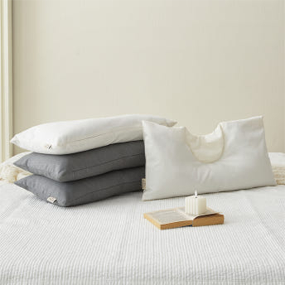 집앤콕 빨아쓰는 경추베개 목디스크 일자목 거북목  옆으로도 편한 베개 아이보리, Free