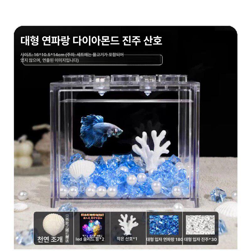 미니 소형 관상어 베타 물고기 열대어 반려 식물 해파리 소형 고투명 블록 박스 1개 12x8x10.5cm - 상세 이미지 5