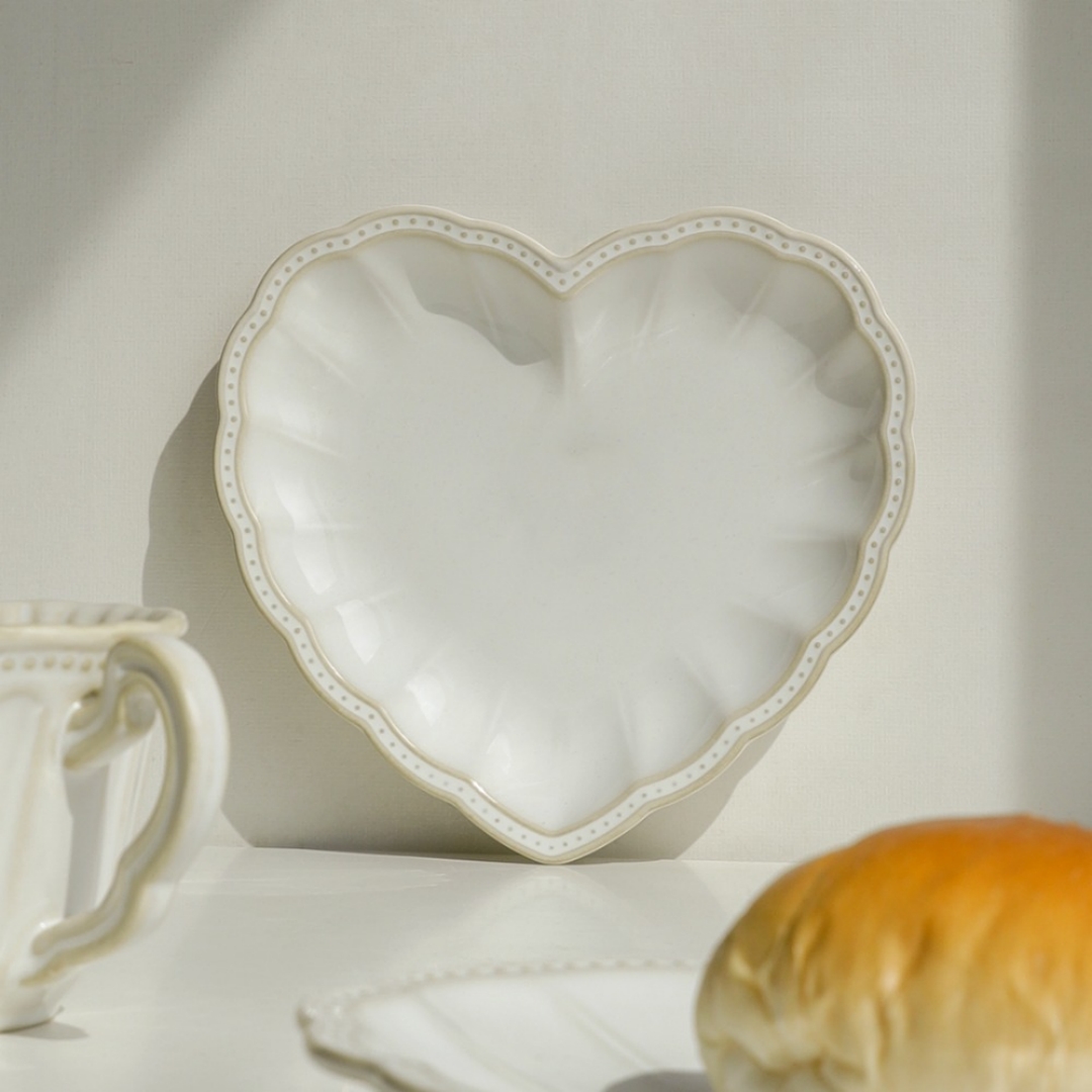 하트 디저트 접시 케이크 과일 플레이팅 그릇 집들이선물 티니블랑 미뉴엣 1개, 21.5cm - 상세 이미지 4