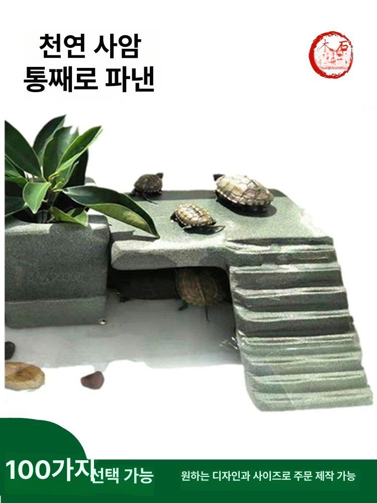 거북이 은신처 수족관 일광욕 반수생 대형 사육장 쉼터 작은 계단 넓은 상단 좌측 28 x 20x12 - 상세 이미지 3