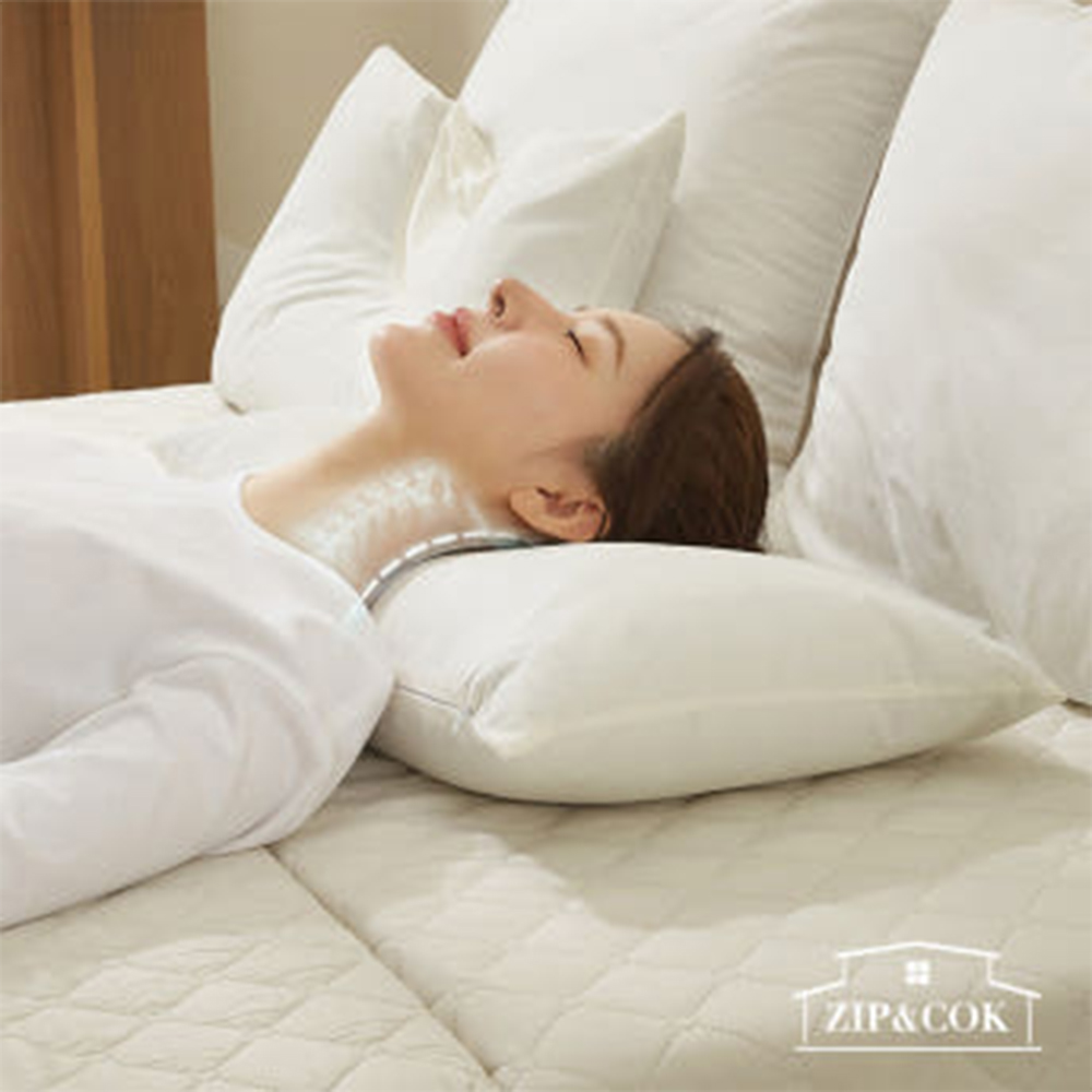 집앤콕 빨아쓰는 경추베개 목디스크 일자목 거북목  옆으로도 편한 베개 아이보리, Free