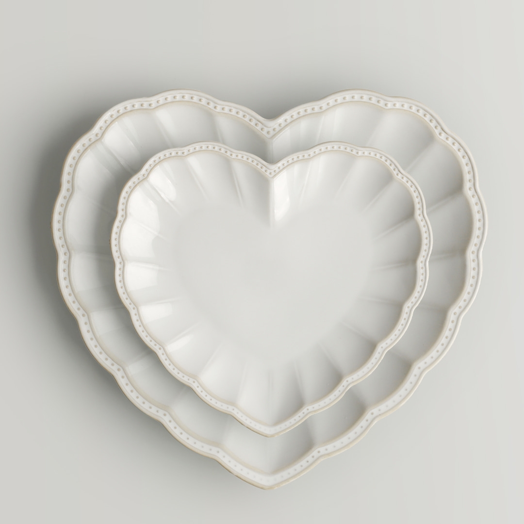 하트 디저트 접시 케이크 과일 플레이팅 그릇 집들이선물 티니블랑 미뉴엣 1개, 21.5cm - 상세 이미지 3