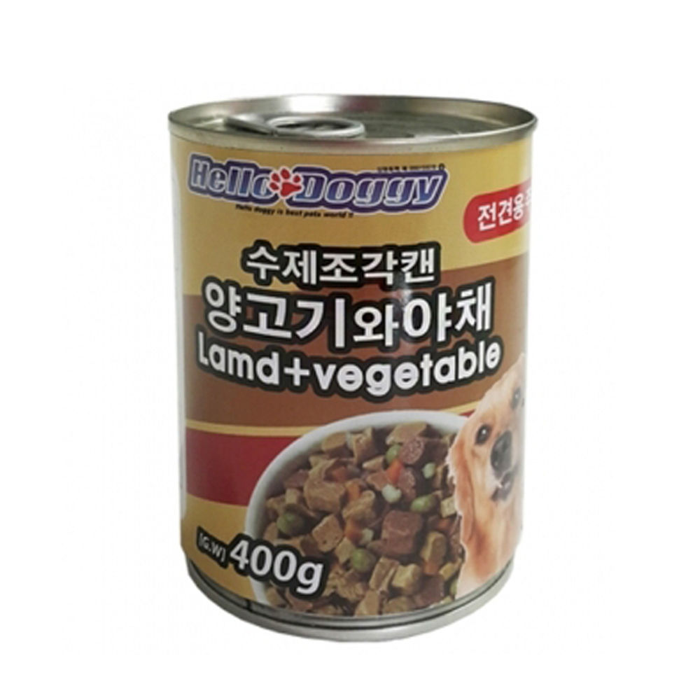 헬로도기 수제조각캔 양고기와 야채 400g (강아지 주식캔) - 상품 이미지