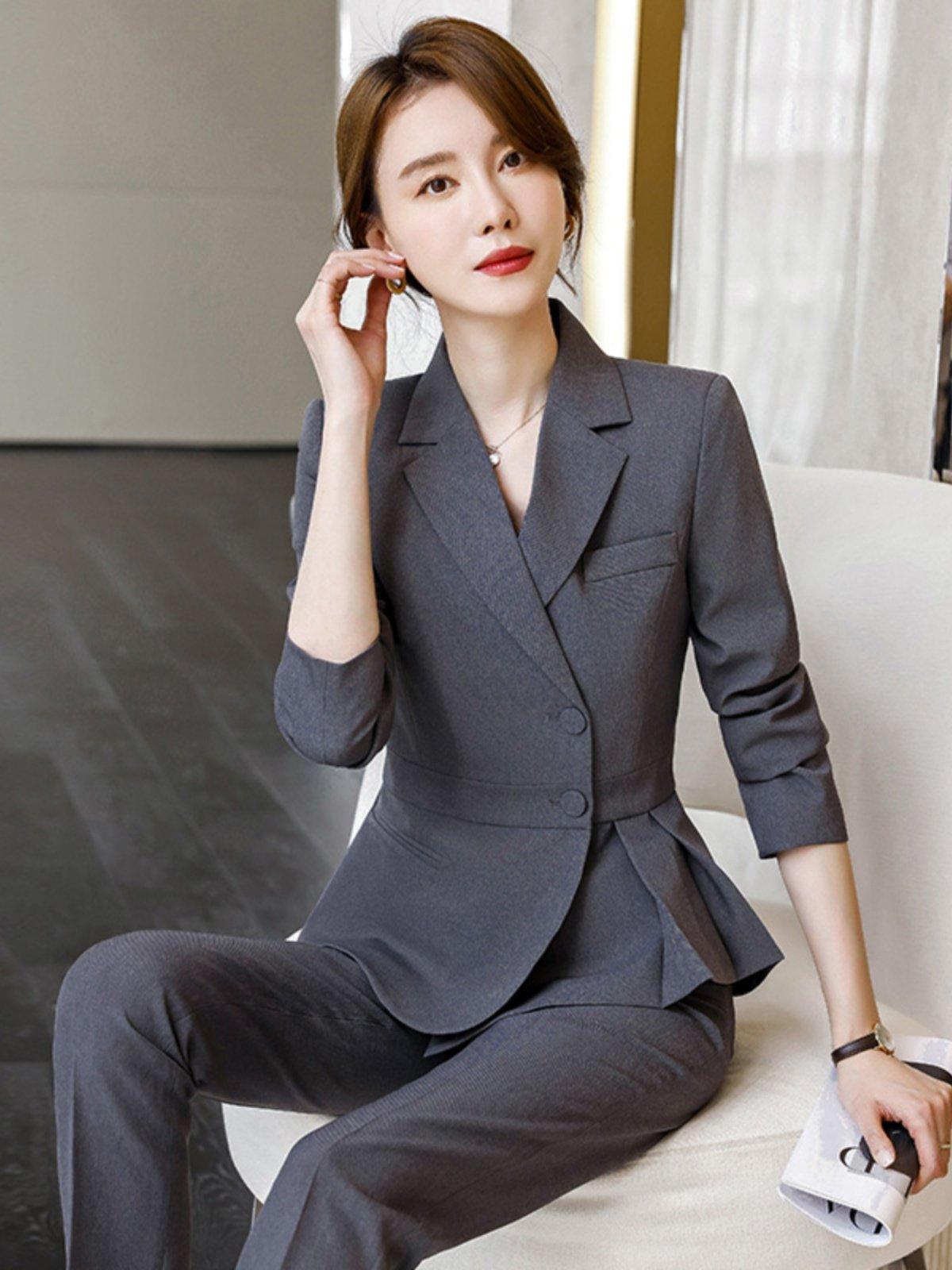 코디네이터 유니폼 안내데스크 병원 프론트 세트 피부과 정장 호텔 블랙 [블레이저 + 바지] M 45-49.5kg - 상세 이미지 3