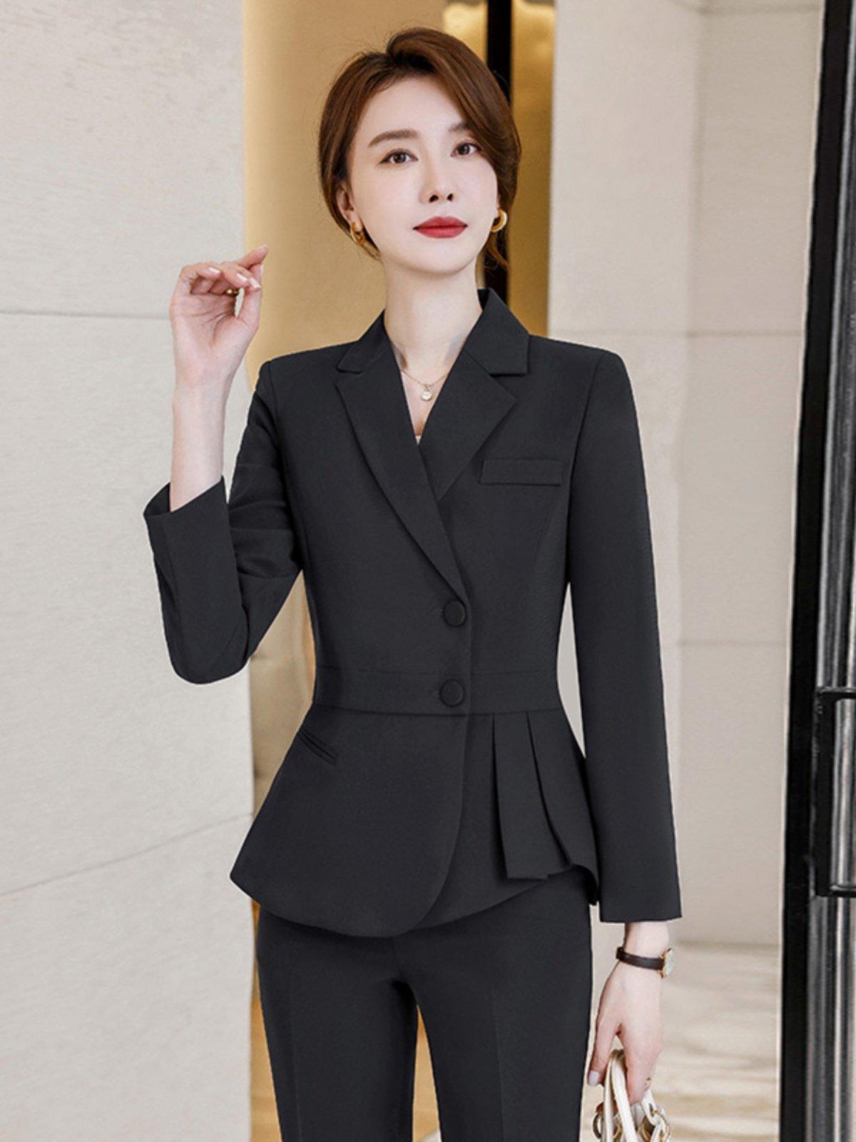 코디네이터 유니폼 안내데스크 병원 프론트 세트 피부과 정장 호텔 블랙 [블레이저 + 바지] M 45-49.5kg - 상품 이미지