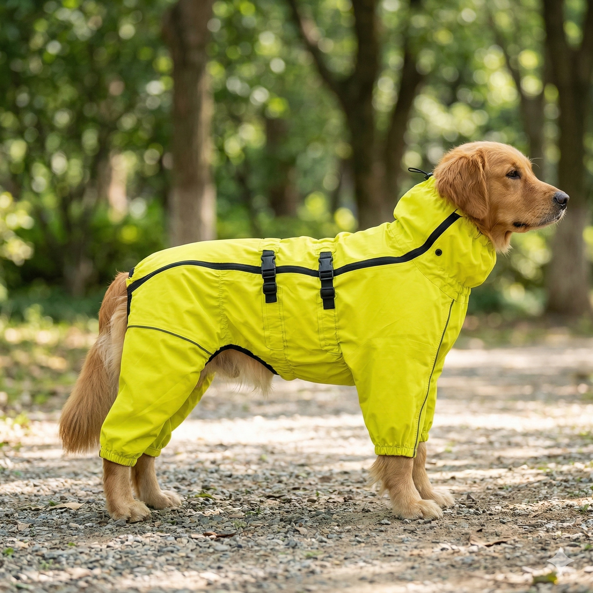 강아지 액티비티 올인원 우비 방수 레인코트 비옷 장마 산책 방풍 캠핑 우디펫 M 이미지 2