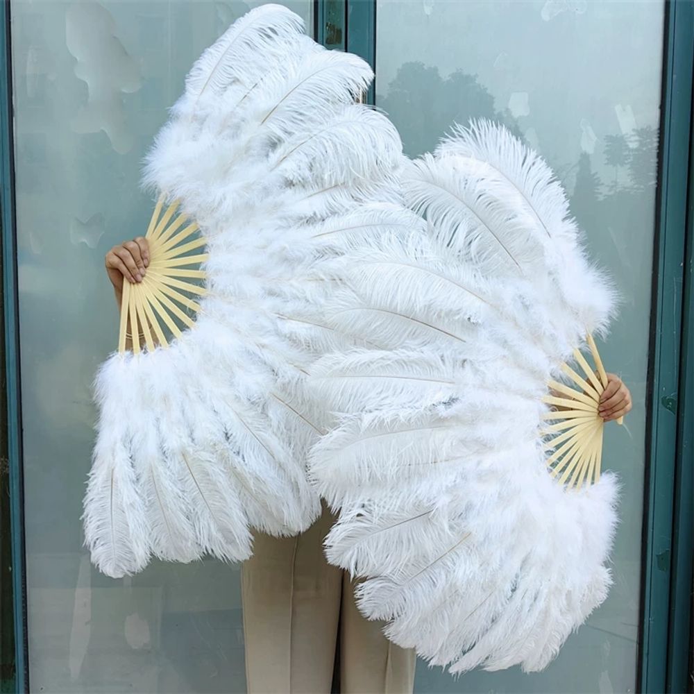 깃털 웨딩 무대 부채춤 타조 공연 연극 대형부채 공 화이트 모두 맞춤 제작, 10개 부채살 - 상세 이미지 2