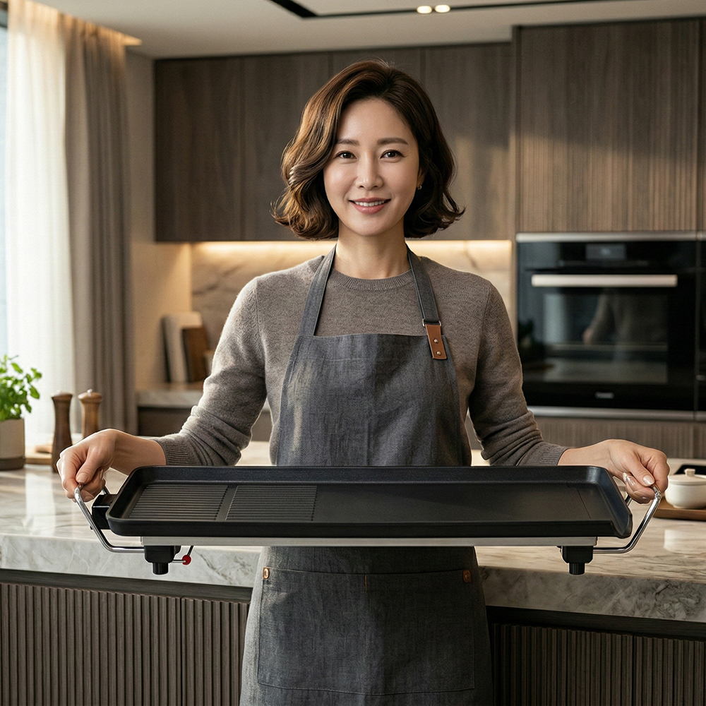 더모아플러스샵 삼겹살 고기 불판 명절 전부치기 대용량 전기팬 와이드 전기그릴 특대형 - 상세 이미지 2