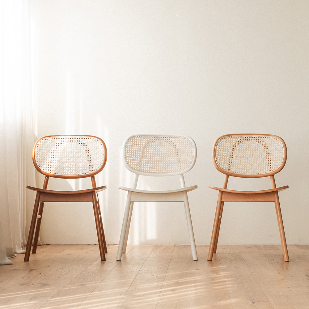번드 비스트로 라탄 원목 식탁 의자 3color