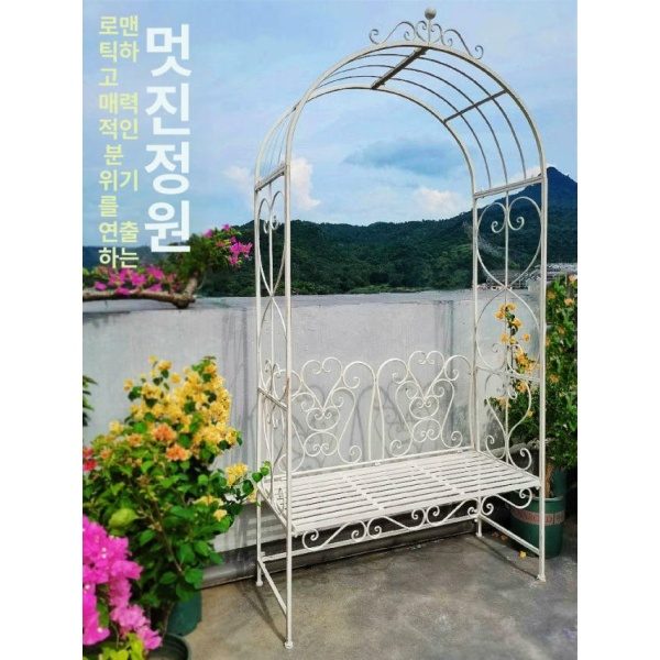 프리미엄 장미넝쿨 아치 트렐리스 식물 전원주택 게이트 정원 디스트레스드화이트 특대 디스트레스드화이트 특대 - 상세 이미지 2