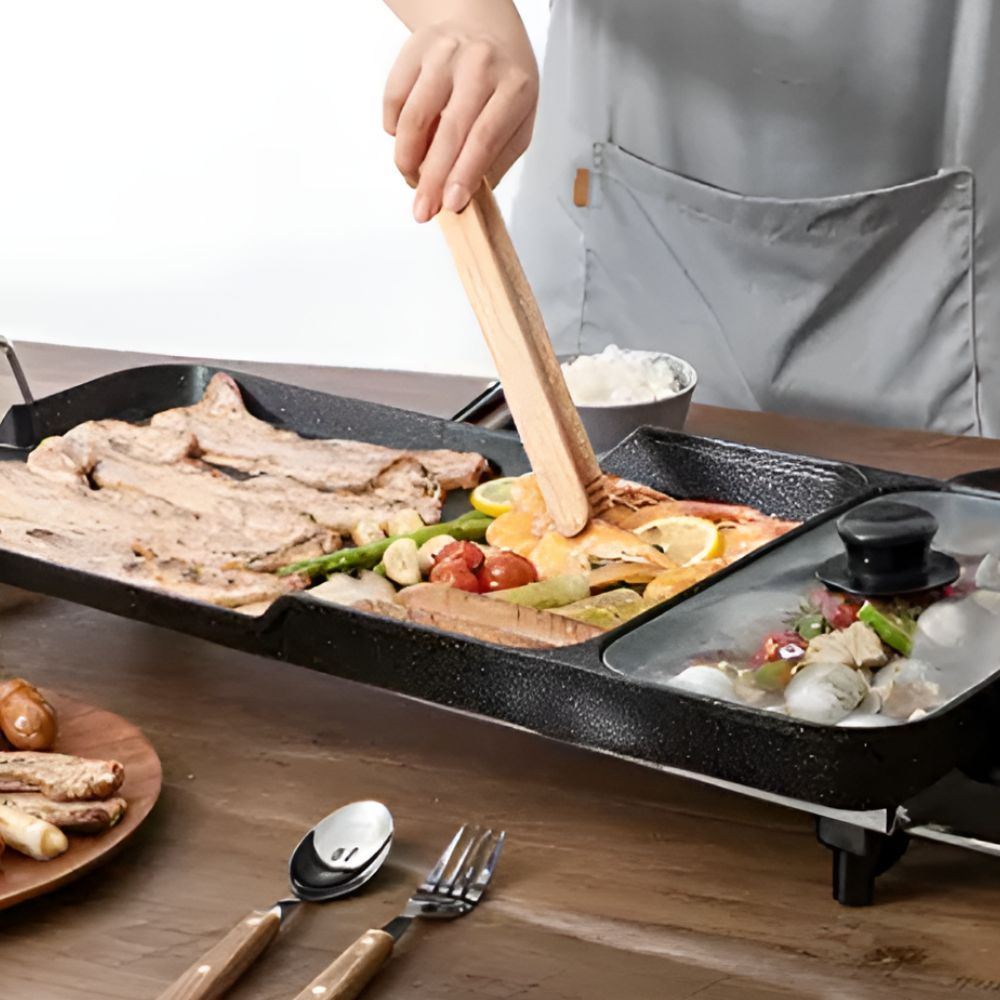 전기그릴 와이드 가정용 고기 전기불판 대형 팬 삼겹살 불판 전골팬 멀티 이미지 2