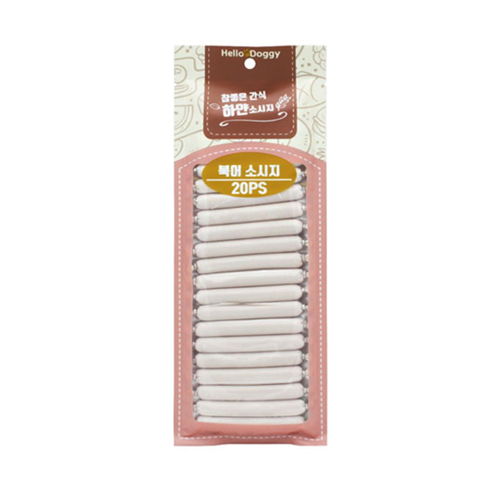 헬로도기 참좋은간식 하얀 소시지 20P (북어) (강아지 간식) - 상품 이미지