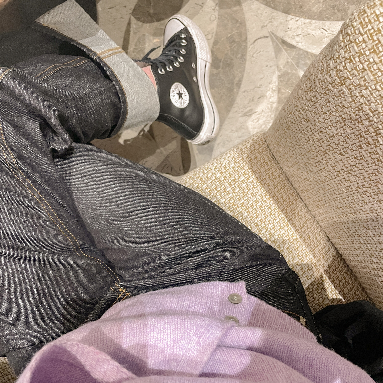 지뉴 볼드 롤업 데님 | 진청 일자핏 하이웨스트 생지 스트레이트 세미와이드 청바지 통바지 - 상세 이미지 4