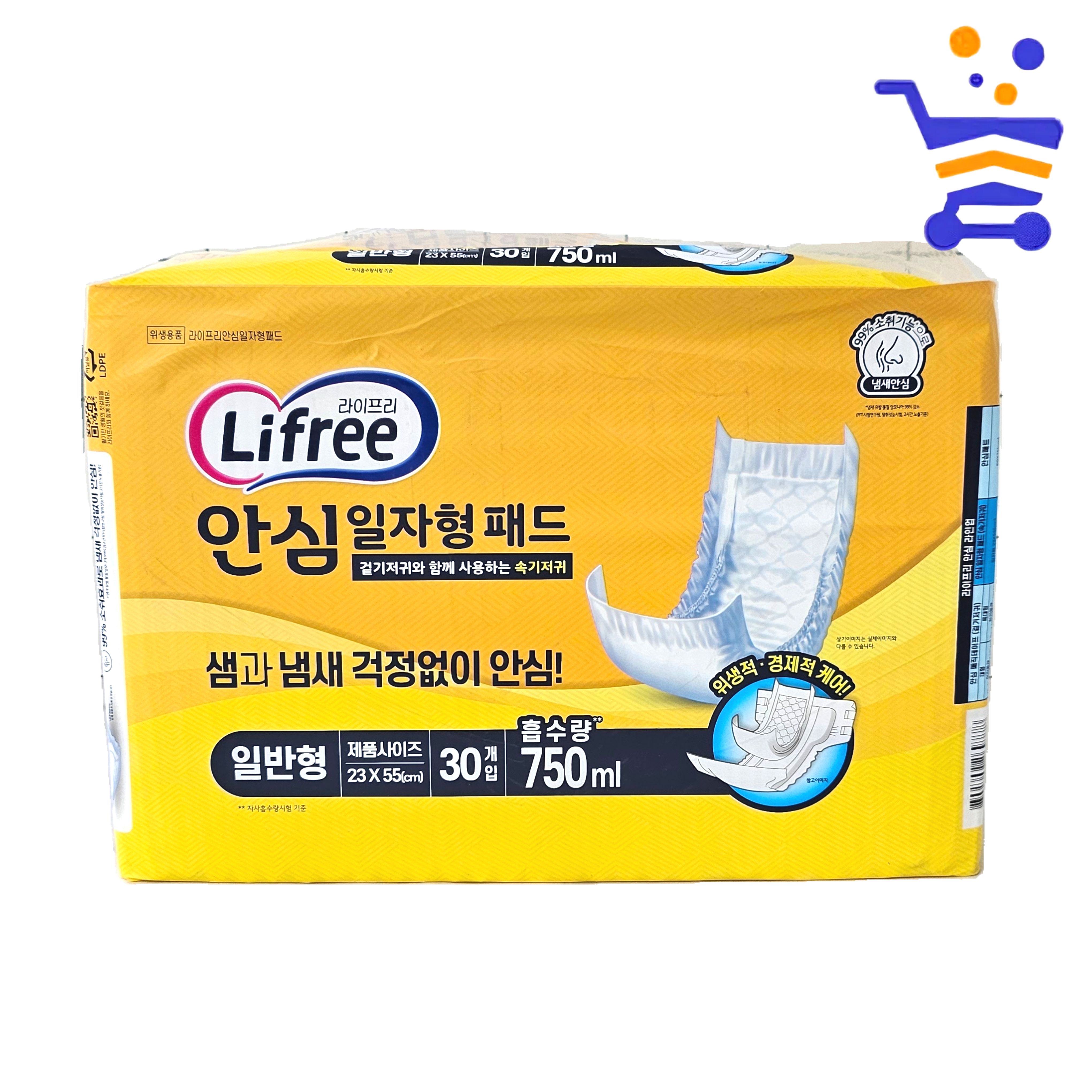 LG 라이프리 안심 일자형패드 30개입 일반형 23X55cm (9778) - 상품 이미지